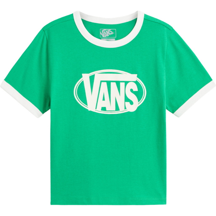 2026 Vans Womens Centre Print Ringer T-Shirt VN000TXSFLX1 - Vivid Verdant